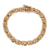 8mm Gold Flat Mariner Link Bracelet Solid 10K - White Carat - USA & Canada